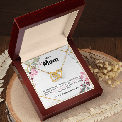 The Love Between Us Necklace – Interlocking Hearts Jewelry Gift for Mom from Daughter, Son