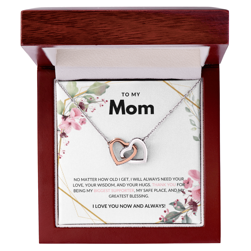 The Love Between Us Necklace – Interlocking Hearts Jewelry Gift for Mom from Daughter, Son