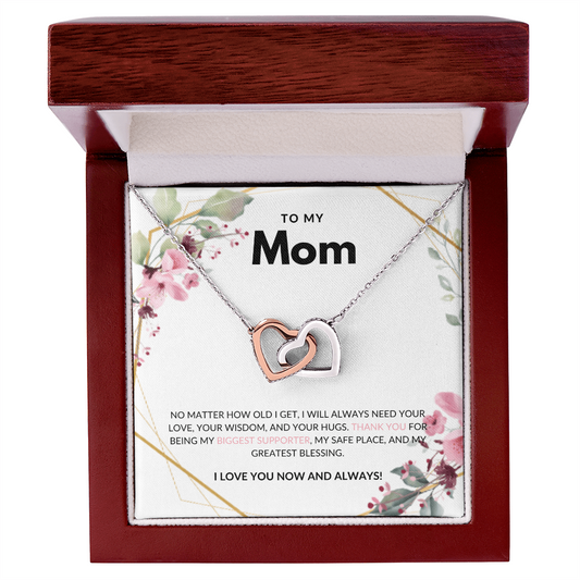 The Love Between Us Necklace – Interlocking Hearts Jewelry Gift for Mom from Daughter, Son