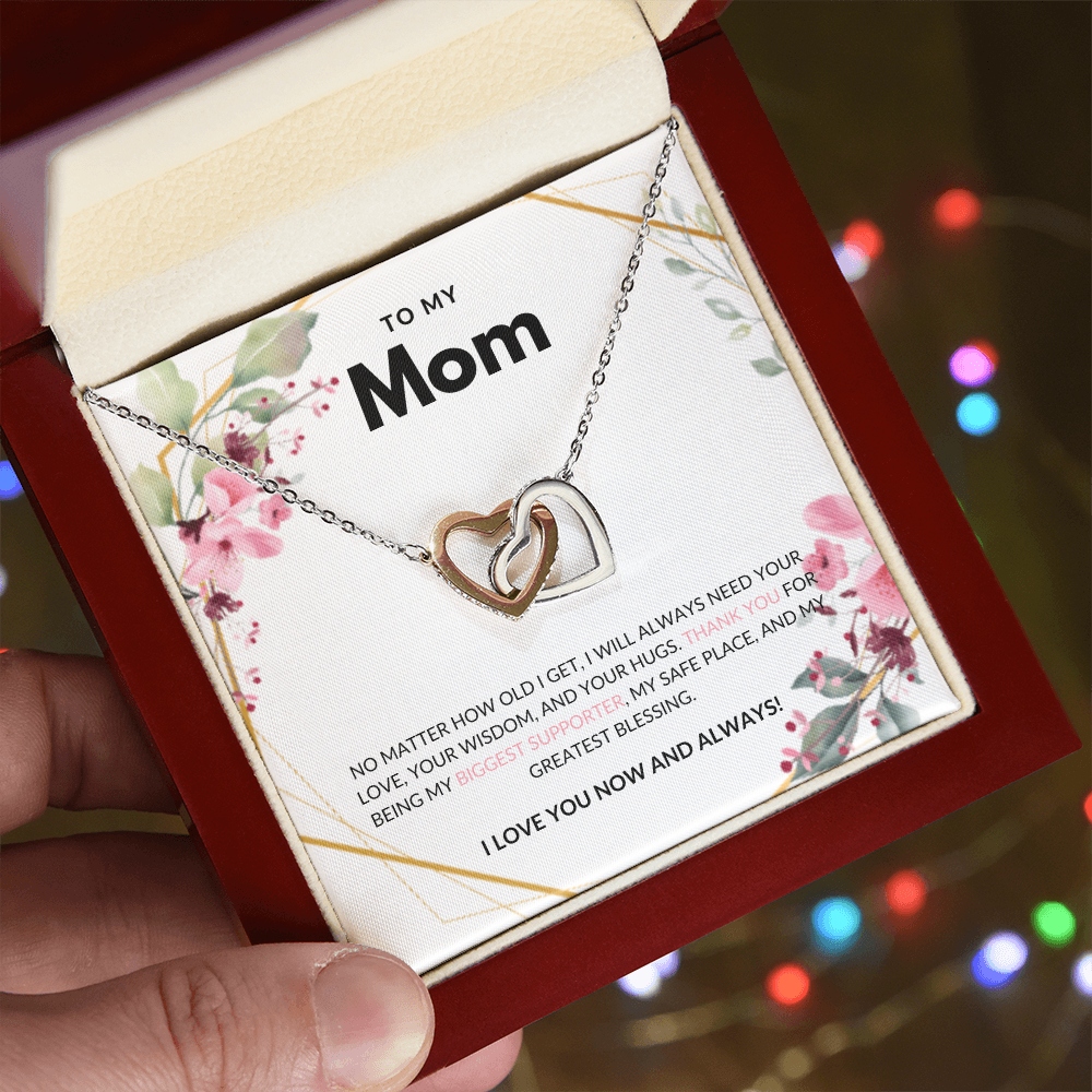 The Love Between Us Necklace – Interlocking Hearts Jewelry Gift for Mom from Daughter, Son