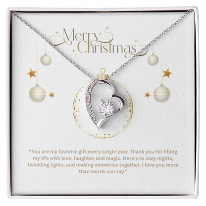 Forever Love Necklace – Elegant Heart Pendant with Cubic Zirconia | Meaningful Gift for Wife, Girlfriend, or Mom