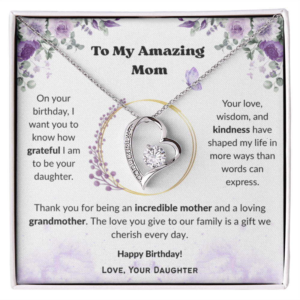 To My Amazing Mom, Gift for Grandma – Forever Love Necklace, Gift Set