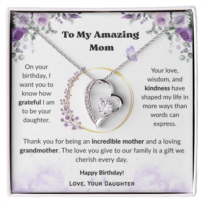To My Amazing Mom, Gift for Grandma – Forever Love Necklace, Gift Set