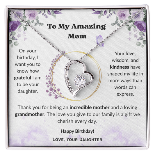 To My Amazing Mom, Gift for Grandma – Forever Love Necklace, Gift Set