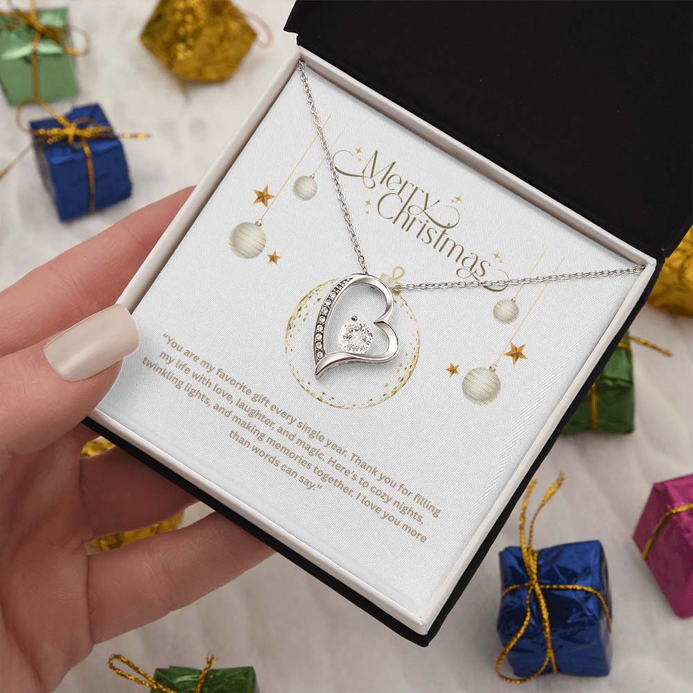 'To My Soulmate' Cubic Zirconia Ribbon Pendant Necklace – Adjustable 18-22″ – Valentine's Gift For Her