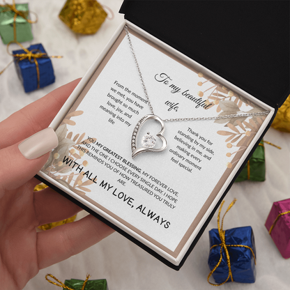 To My Beautiful Wife- From Husband-Forever Love Necklace Gift Set