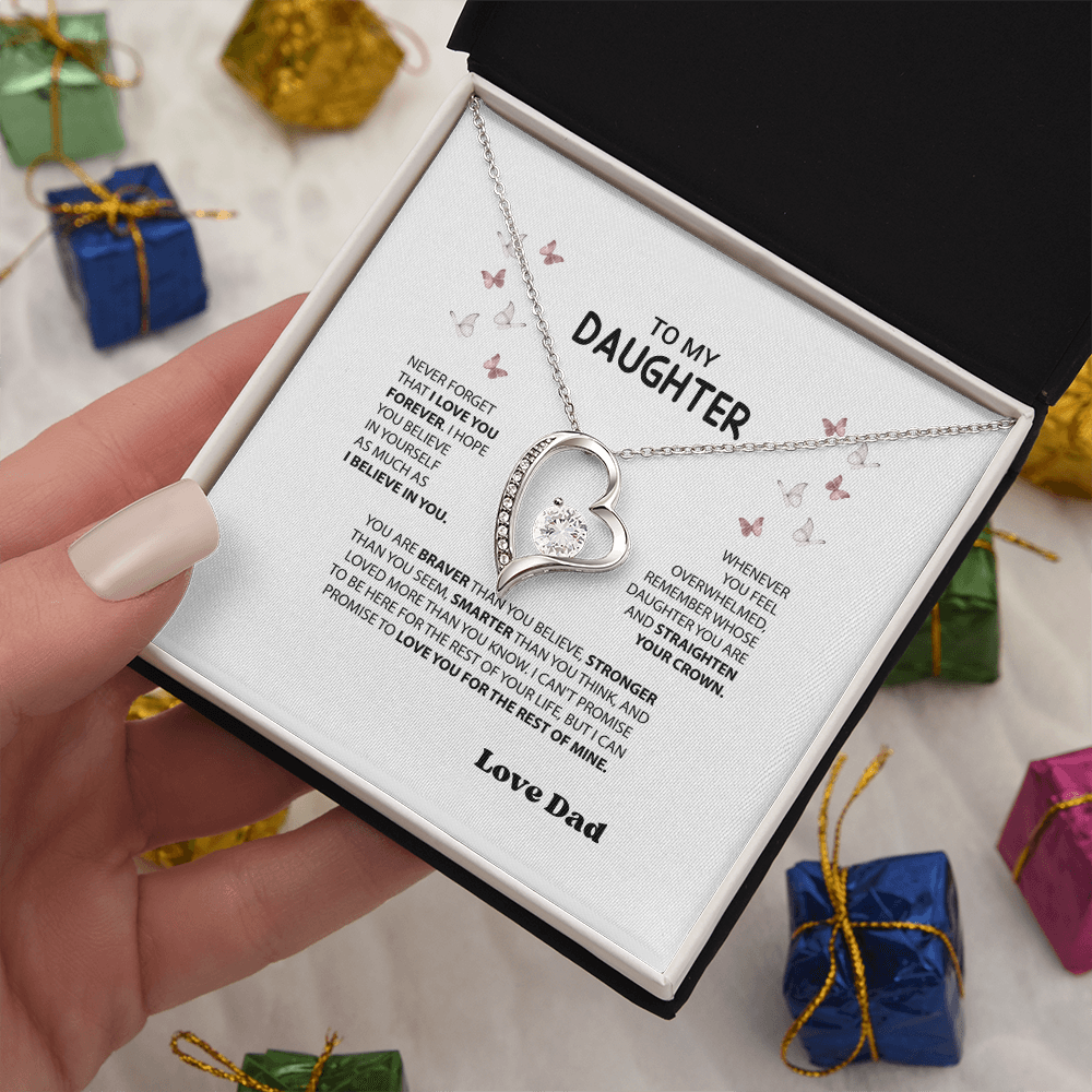 “Forever Love Necklace from Dad to Daughter – Meaningful Father Gift, Birthday, Graduation, Christmas Jewelry”