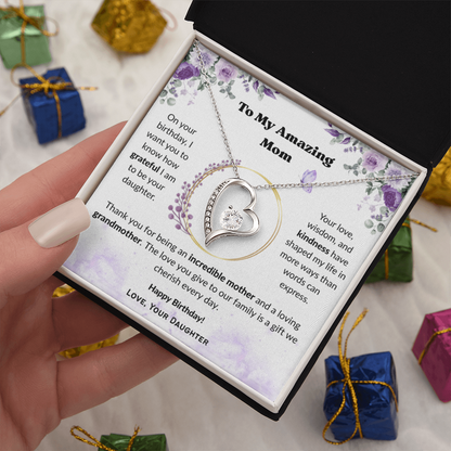 To My Amazing Mom, Gift for Grandma – Forever Love Necklace, Gift Set