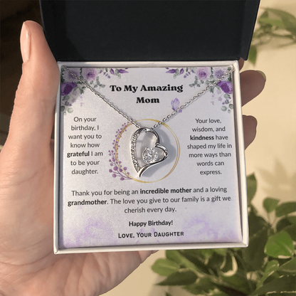 To My Amazing Mom, Gift for Grandma – Forever Love Necklace, Gift Set
