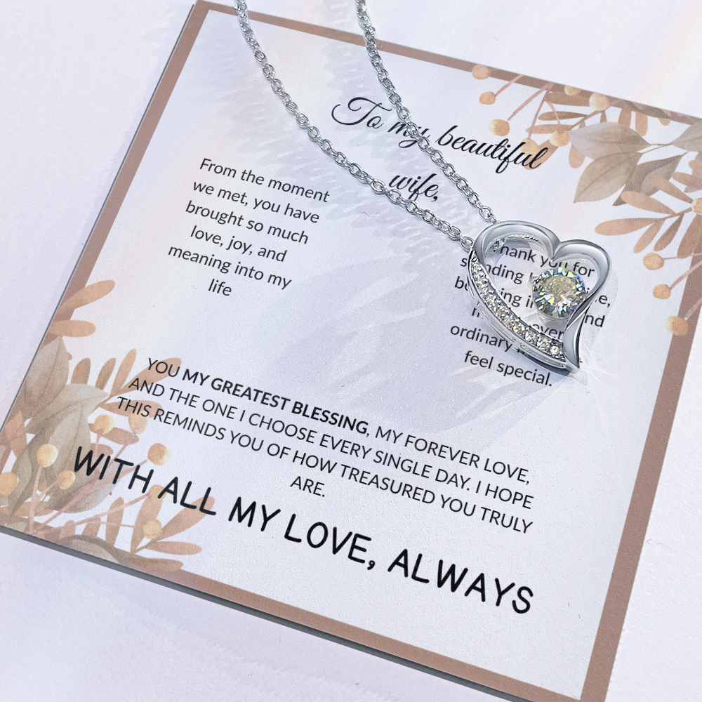 To My Beautiful Wife- From Husband-Forever Love Necklace Gift Set