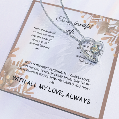 To My Beautiful Wife- From Husband-Forever Love Necklace Gift Set