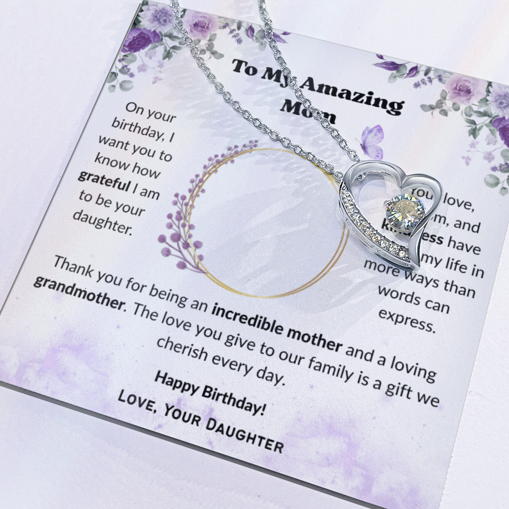 To My Amazing Mom, Gift for Grandma – Forever Love Necklace, Gift Set