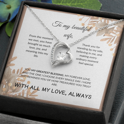 To My Beautiful Wife- From Husband-Forever Love Necklace Gift Set