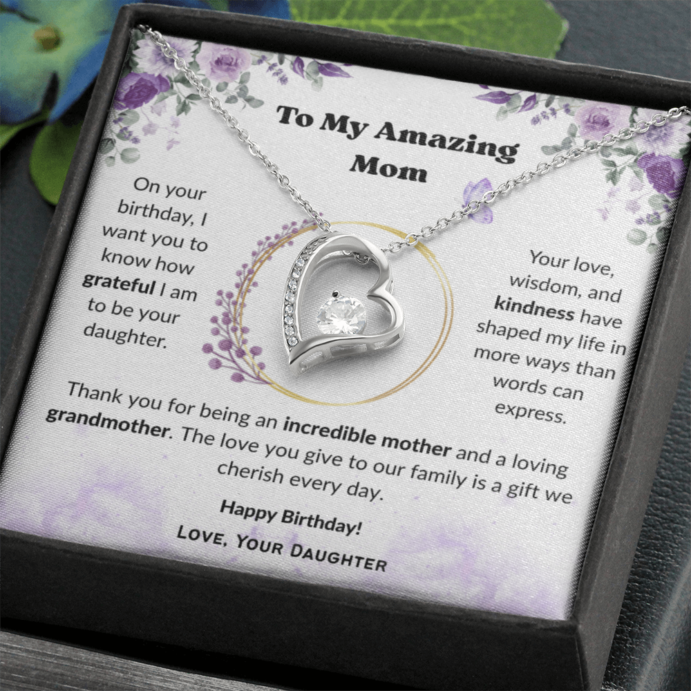 To My Amazing Mom, Gift for Grandma – Forever Love Necklace, Gift Set