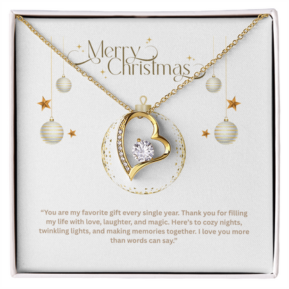 Forever Love Necklace – Elegant Heart Pendant with Cubic Zirconia | Meaningful Gift for Wife, Girlfriend, or Mom
