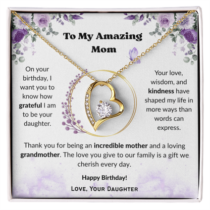 To My Amazing Mom, Gift for Grandma – Forever Love Necklace, Gift Set