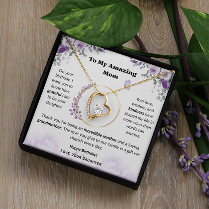 To My Amazing Mom, Gift for Grandma – Forever Love Necklace, Gift Set