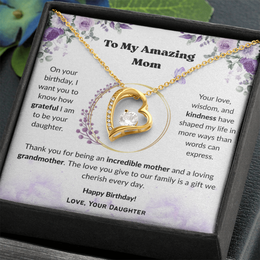 To My Amazing Mom, Gift for Grandma – Forever Love Necklace, Gift Set