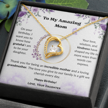 To My Amazing Mom, Gift for Grandma – Forever Love Necklace, Gift Set
