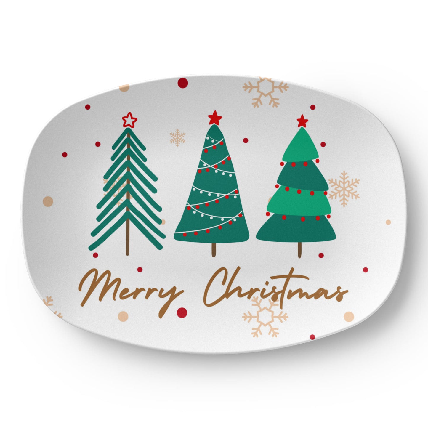 Merry Christmas Tree Platter – 10x14 Ceramic Holiday Serving Tray | Festive Christmas Dinnerware & Holiday Gift