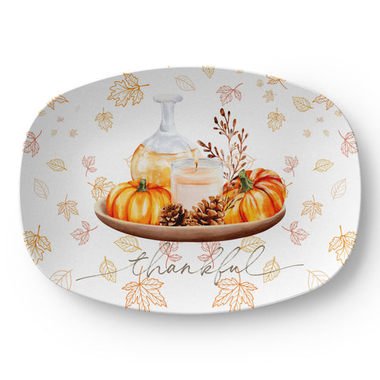 Personalized Thankful Pumpkin Platter – 10x14 Fall Serving Dish | Thanksgiving Dinnerware & Seasonal Gift