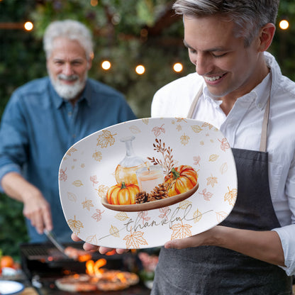 Personalized Thankful Pumpkin Platter – 10x14 Fall Serving Dish | Thanksgiving Dinnerware & Seasonal Gift