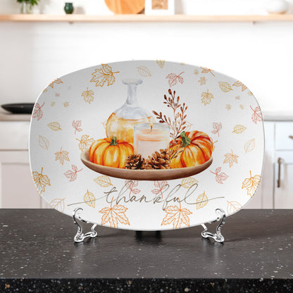 Personalized Thankful Pumpkin Platter – 10x14 Fall Serving Dish | Thanksgiving Dinnerware & Seasonal Gift