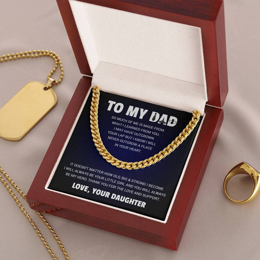 Cuban Link Father’s Day Cuban Link Chain Necklace Gift for Dad, Men’s Stainless Steel Chain in Luxury Gift Box, Husband Father Grandpa Jewelry Gift for Himk Chain w/ Lux Box