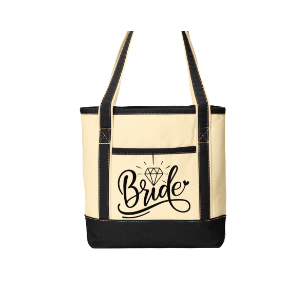 Bride Canvas Tote Bag Sturdy Cotton with Interior Pocket