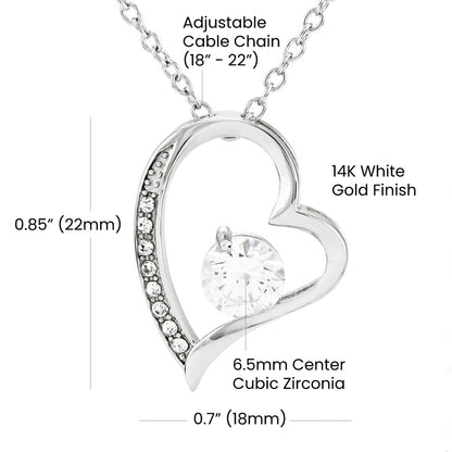 Forever Love Necklace (Rhodium) for Mother – Elegant Heart Pendant with Luxury Box, Sentimental Gift for Mom from Daughter or Son