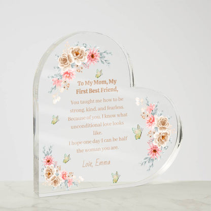 Daughter to Mom Acrylic Heart Block – Meaningful Gift for Mom, Mother’s Day or Birthday
