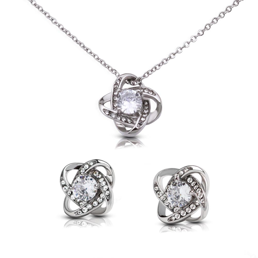 Love Knot Necklace & Earring Set for Teacher – Thank You Teacher Jewelry Gift for Teacher Appreciation, End of Year