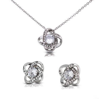 Love Knot Necklace & Earring Set for Teacher – Thank You Teacher Jewelry Gift for Teacher Appreciation, End of Year