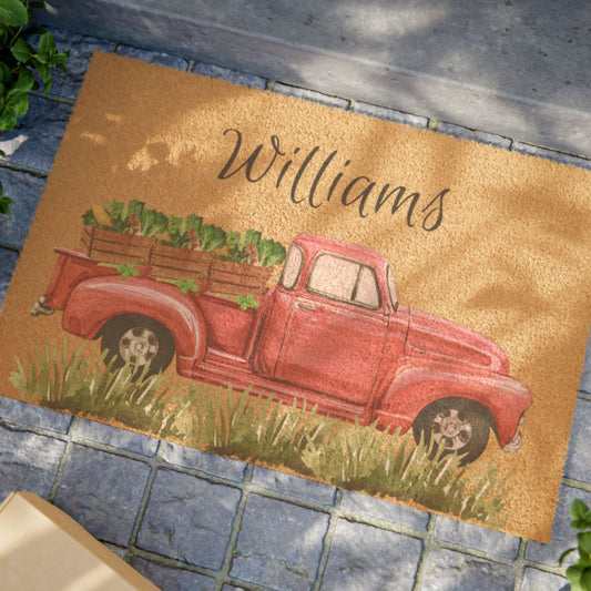 Custom Door Mat, Housewarming Gift Home Decor, with Family Name, Wedding Gift for Couples, Personalized Welcome Doormat w/ black vinyl Backing