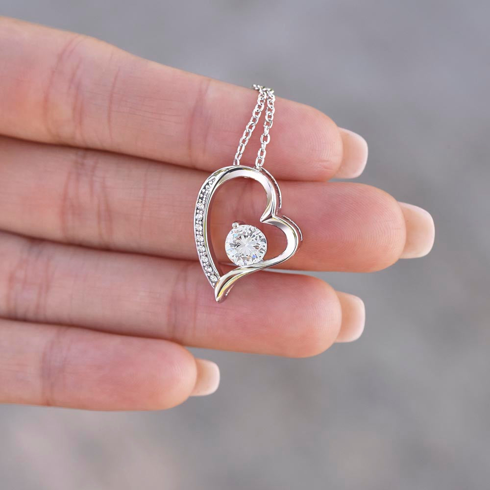 Forever Love Necklace (Rhodium) for Mother – Elegant Heart Pendant with Luxury Box, Sentimental Gift for Mom from Daughter or Son