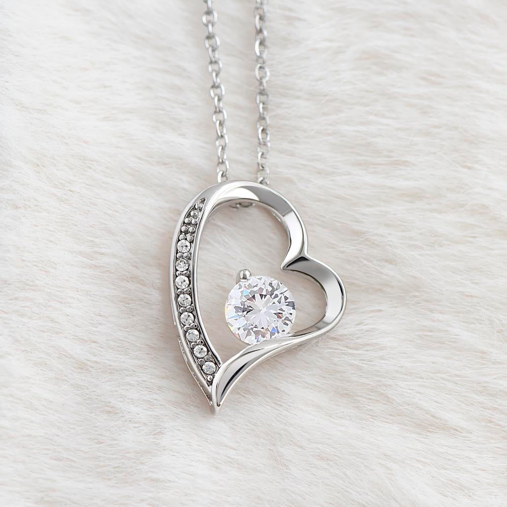 Forever Love Necklace (Rhodium) for Mother – Elegant Heart Pendant with Luxury Box, Sentimental Gift for Mom from Daughter or Son