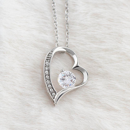Forever Love Necklace (Rhodium) for Mother – Elegant Heart Pendant with Luxury Box, Sentimental Gift for Mom from Daughter or Son