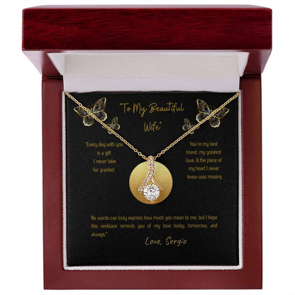 Alluring Beauty Necklace for Wife – Romantic Wife Gift in Yellow or White Gold Anniversary, Birthday, Valentine's Jewelry