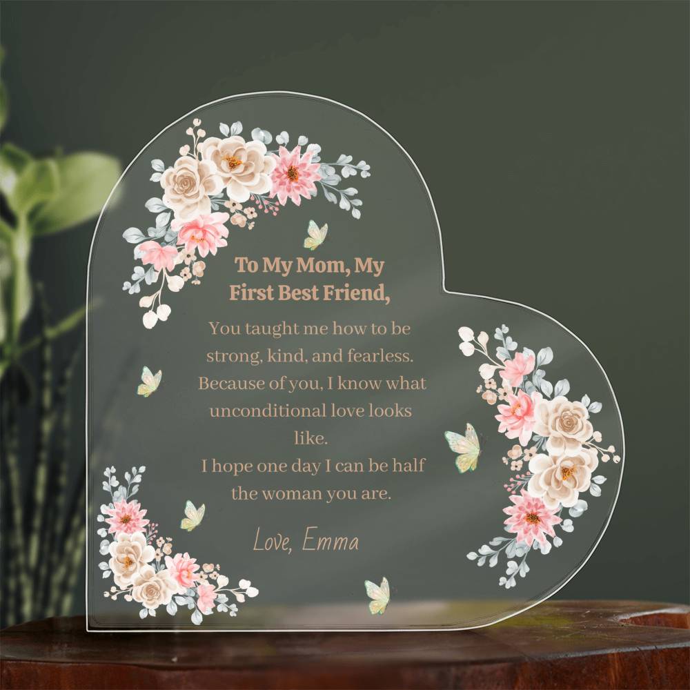 Daughter to Mom Acrylic Heart Block – Meaningful Gift for Mom, Mother’s Day or Birthday