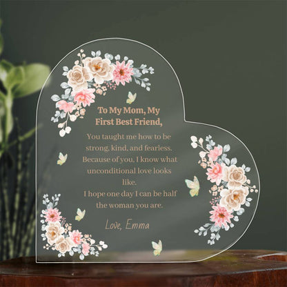 Daughter to Mom Acrylic Heart Block – Meaningful Gift for Mom, Mother’s Day or Birthday