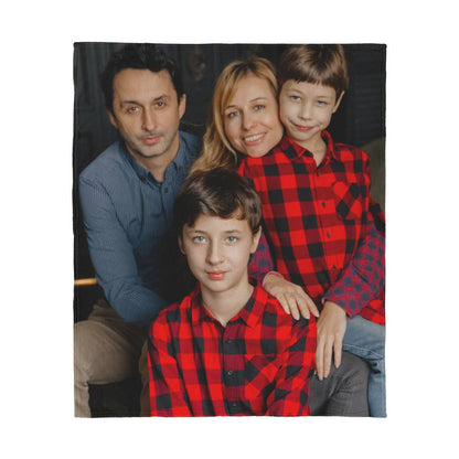 Custom Photo Jersey Fleece Blanket 50” x 60” – Personalized Picture Blanket, Upload Your Image, Soft Cozy Throw Gift for Mom, Dad, Couples, Kids, Memorial & Special Occasions