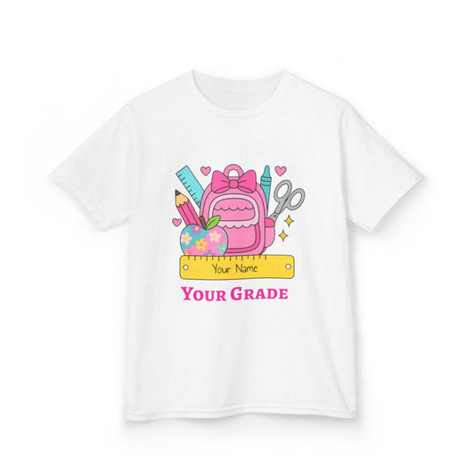 Custom back to school Pink Backpack Kids T-shirt