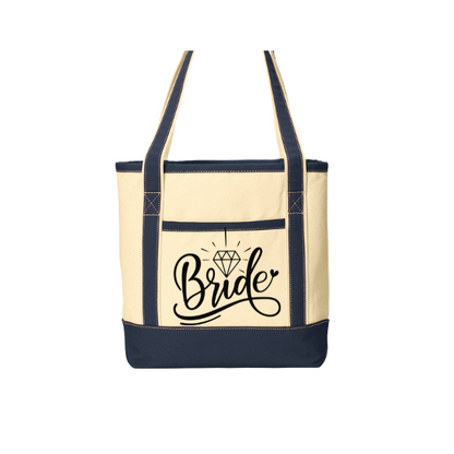 Bride Canvas Tote Bag Sturdy Cotton with Interior Pocket