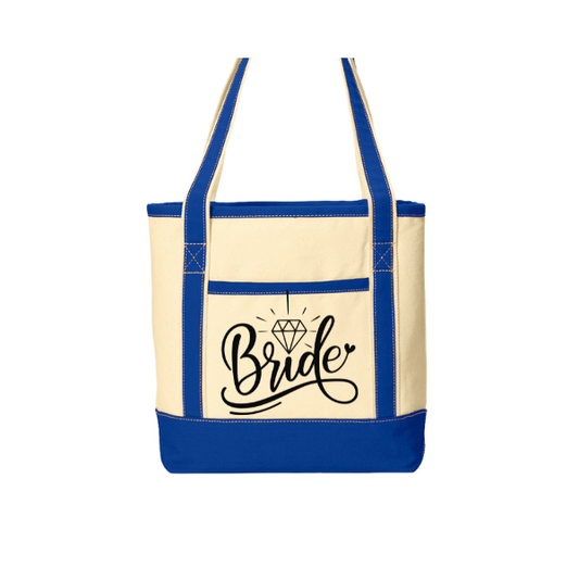 Bride Canvas Tote Bag Sturdy Cotton with Interior Pocket