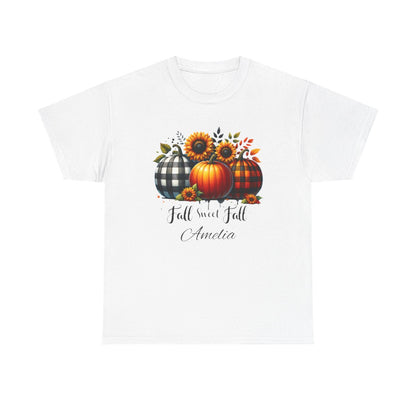 Personalized Fall Pumpkin T-Shirt – Custom Name Autumn Tee for Cozy Season