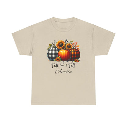 Personalized Fall Pumpkin T-Shirt – Custom Name Autumn Tee for Cozy Season