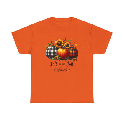 Personalized Fall Pumpkin T-Shirt – Custom Name Autumn Tee for Cozy Season